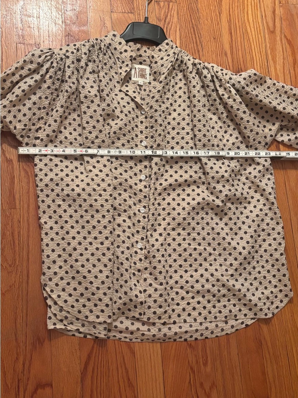 A Shirt Thing Polka Dot Cotton Button Front Blouse Made USA Oversized Large - Picture 7 of 8